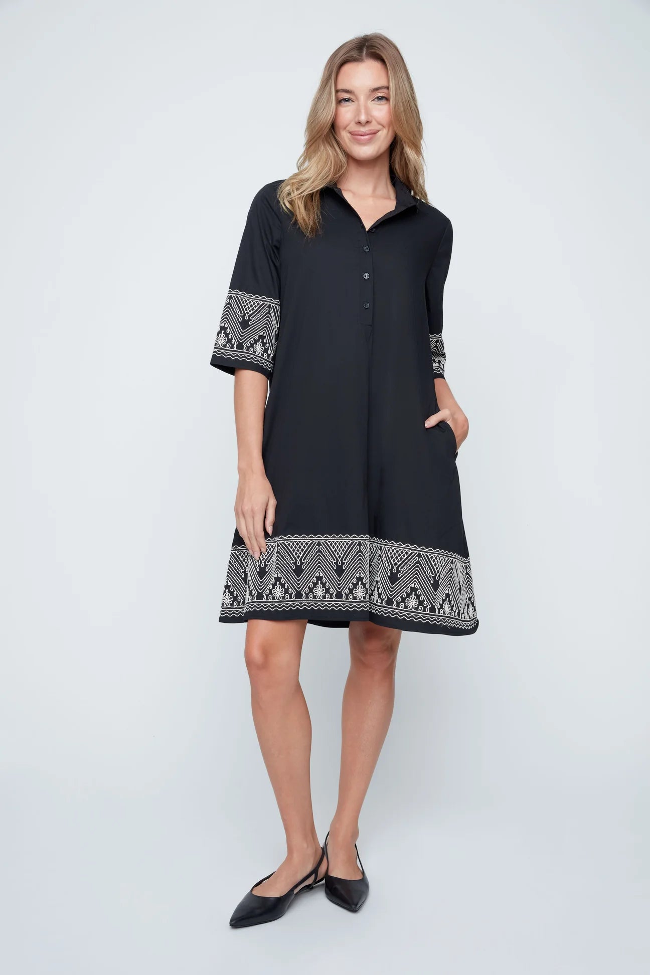 Renaur Embroidered Shirt Dress