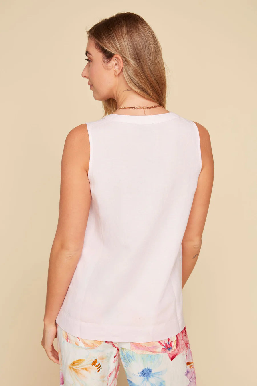 Renuar Linen Blend Sleeveless Top in Ballerina