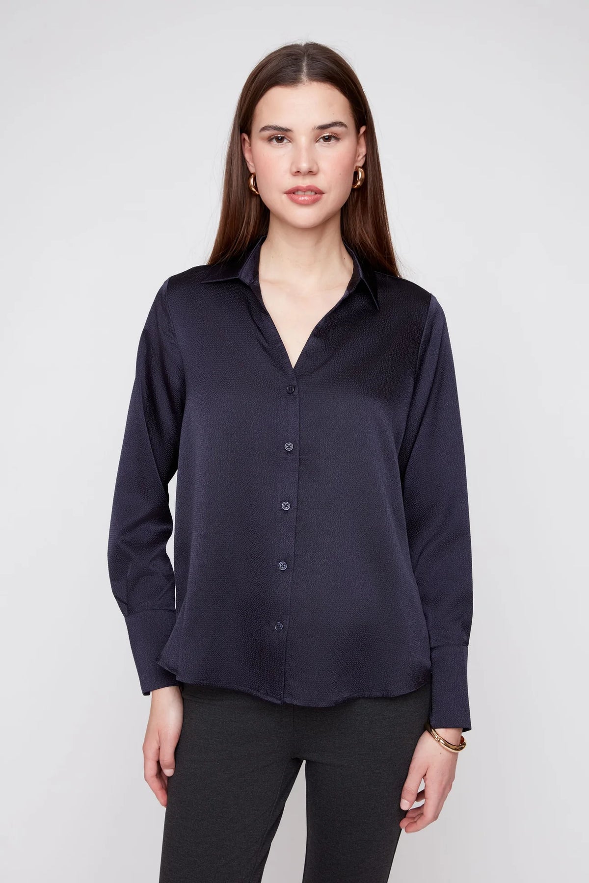 Renuar Textured Blouse in Midnight