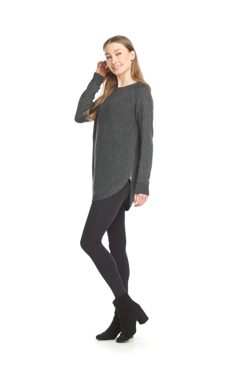 Papillon Charcoal side Zip Sweater