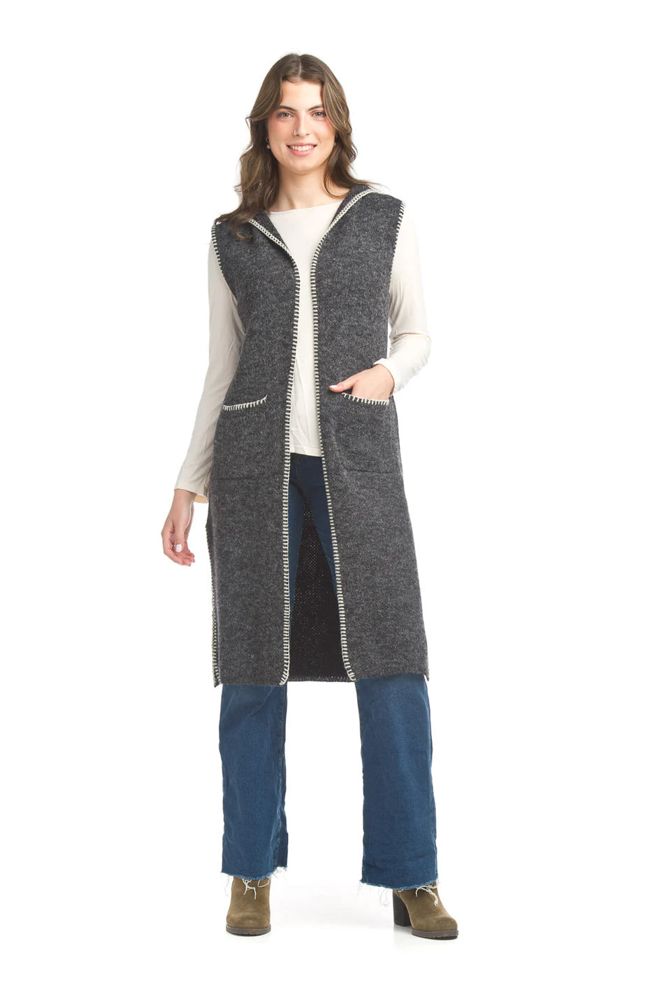 Papillon Navy Heathered Long Vest