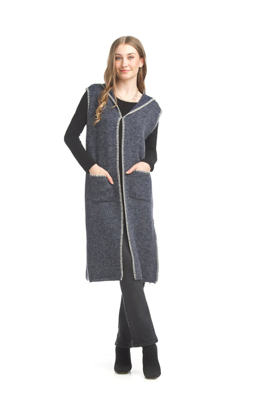 Papillon Navy Heathered Long Vest