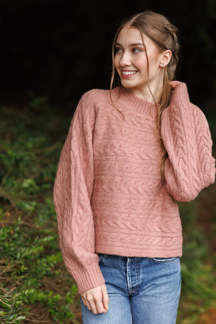 Papillon Mock Cable Knit Sweater