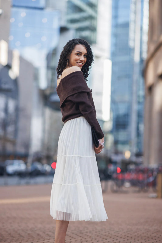 Papillon Tiered Tulle Skirt in Cream