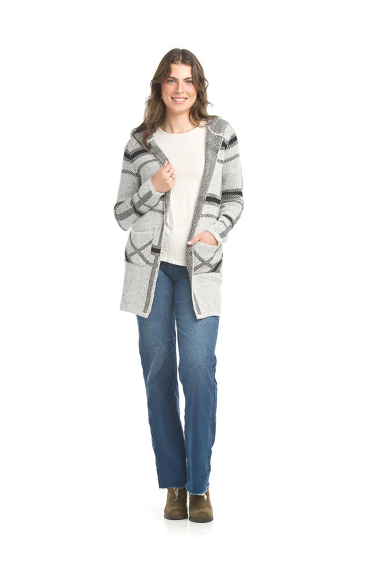 Papillon Plaid Gray and Black Cardigan