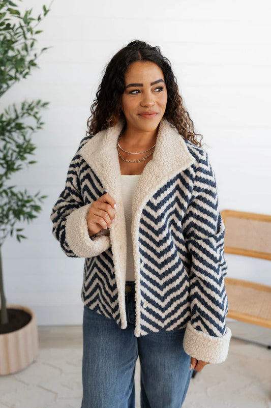 Charlie B Chevron Boucle Short Jacket