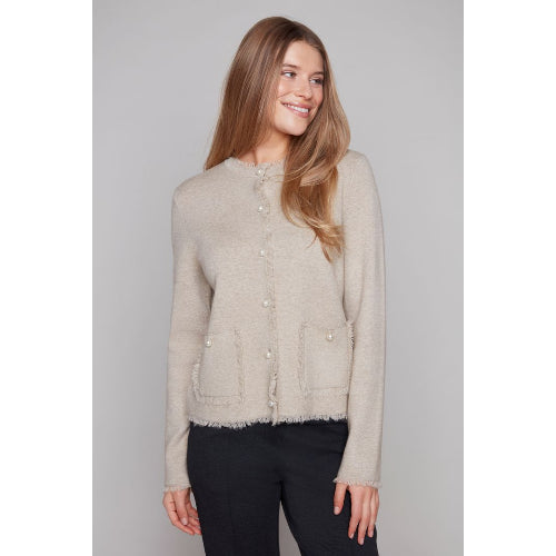 Carre Noir Oatmeal Knit Cardigan