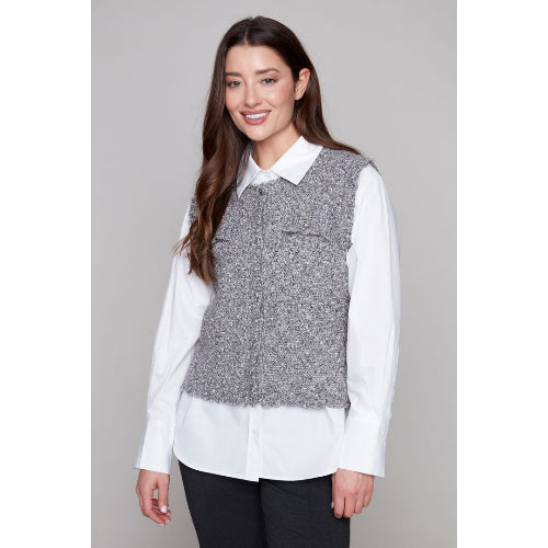 Carre Noir Heather Knit Gray Vest