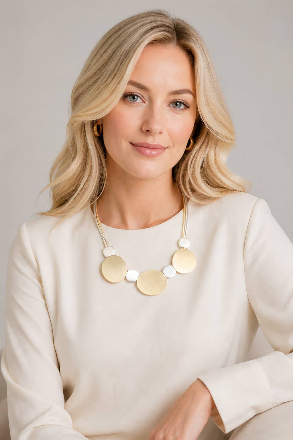S171 Multi Strand Necklace With Silver Beads And La Necklace