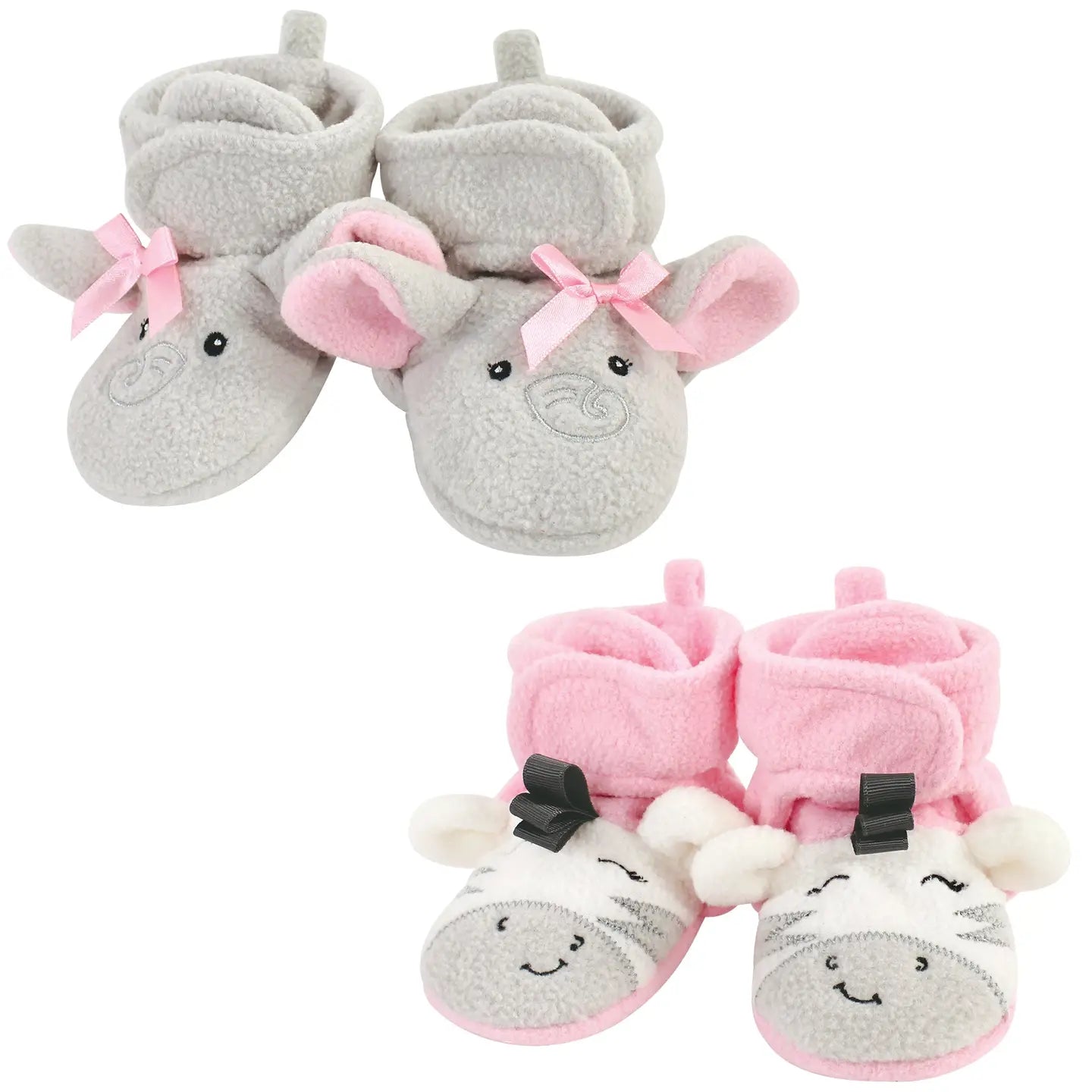 Hudson Fleece Booties Elephant and Zebra