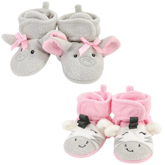 Hudson Fleece Booties Elephant and Zebra