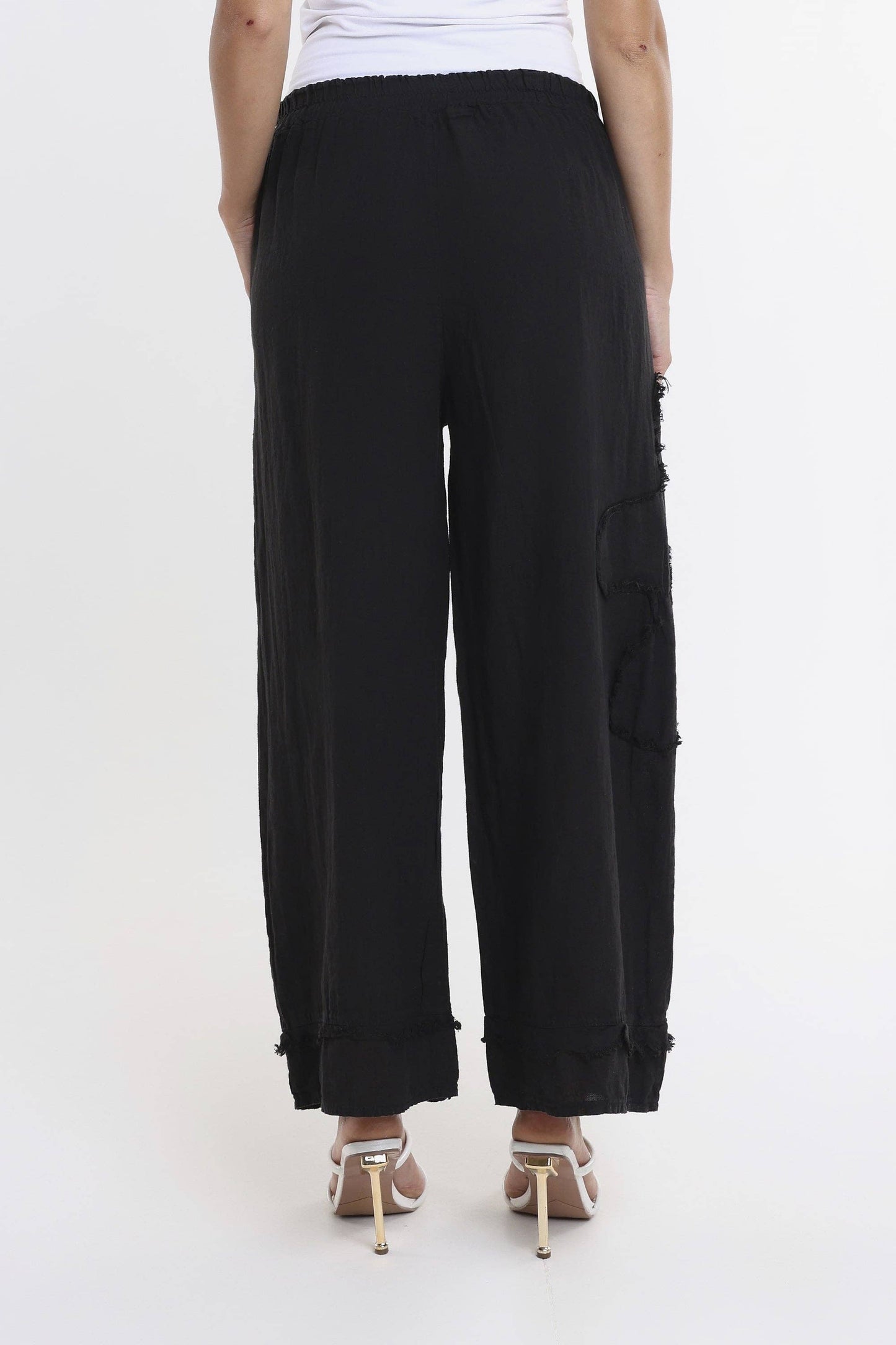 Flower Yvette Raw Edge Linen Pant (PL197F)