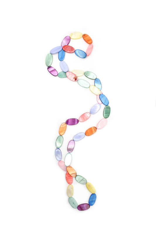 FRT50 Fruit Salad Single Strand Oval Mop 50" Necklace