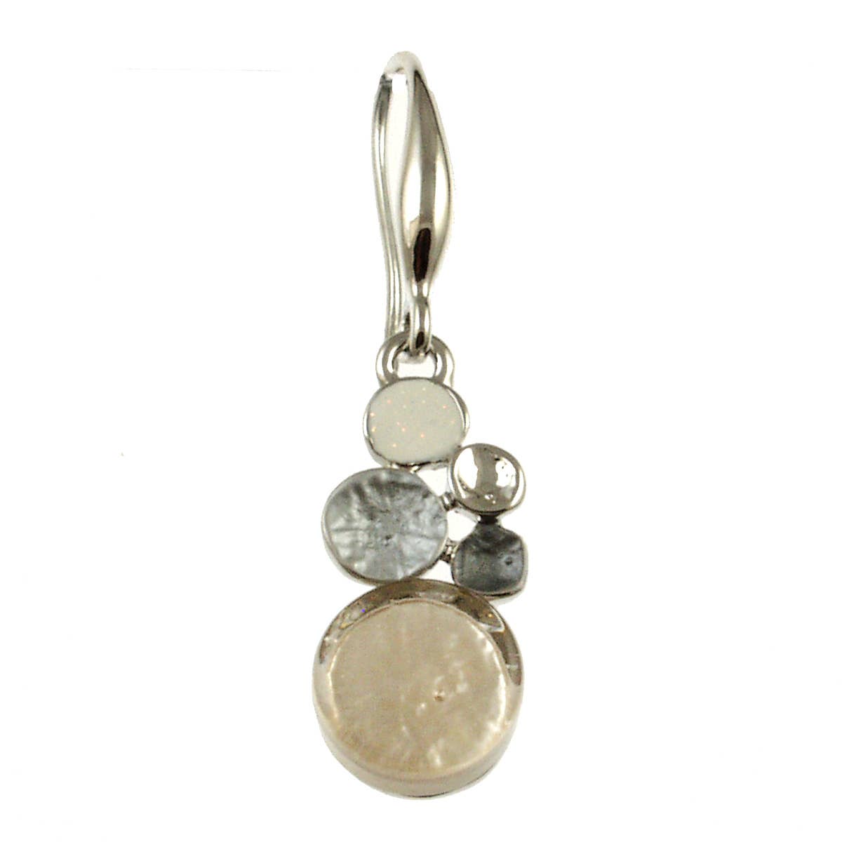 Multi Dot Earrings, 2-Tone Shell & Resin: Blues, Multi; Wht