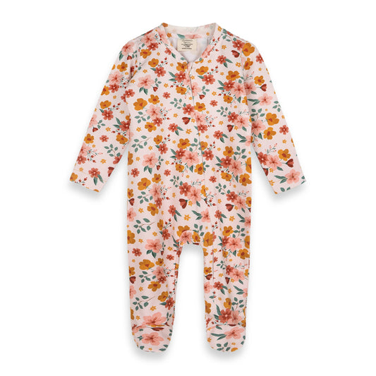 Summer Floral  Zipper Baby Footie (Organic Jersey)