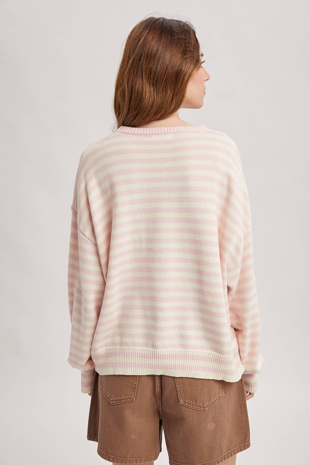 STRIPED DROP SHOULDER SWEATER