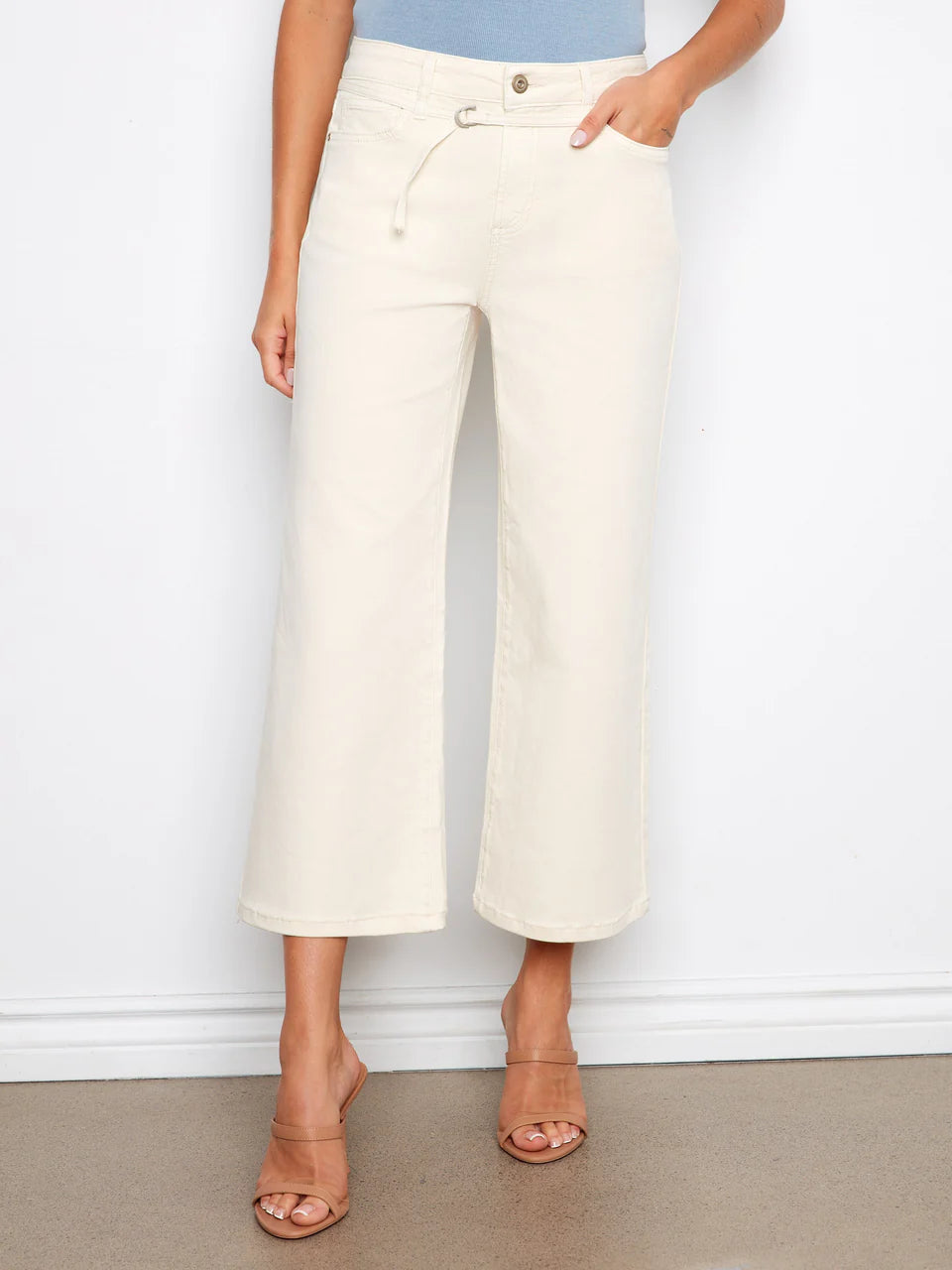 Charlie B Wide Leg Belted Sretch Twill