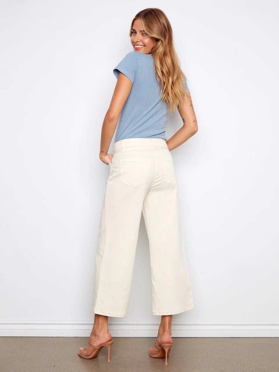Charlie B Wide Leg Belted Sretch Twill