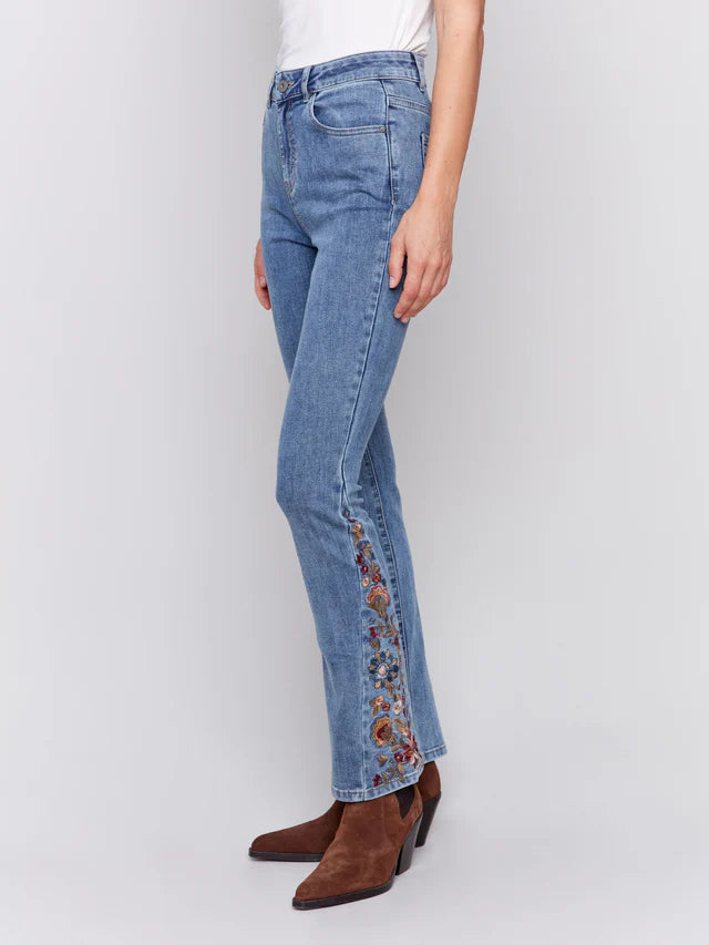 Charlie B Embroidered Insert Bootcut Denim