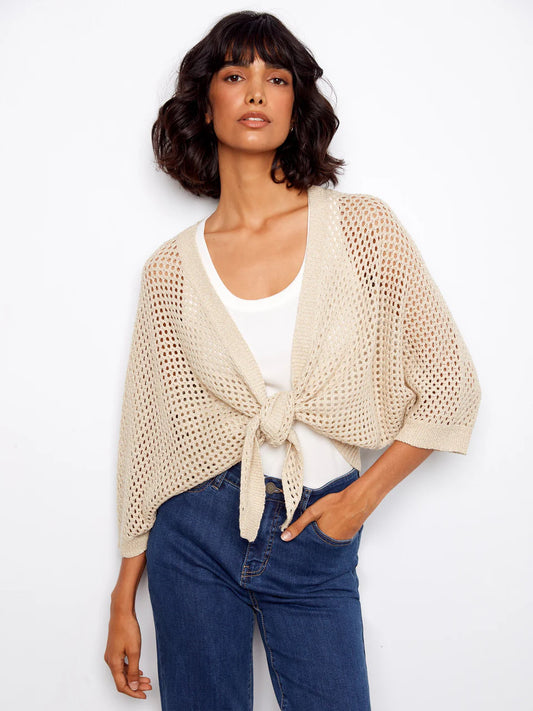 Charlie B Lurex Tie Front Bolero
