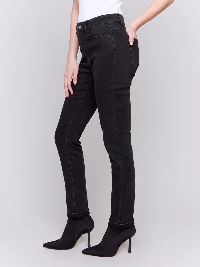 Charlie B Cuffed Charcoal Denim Jeans