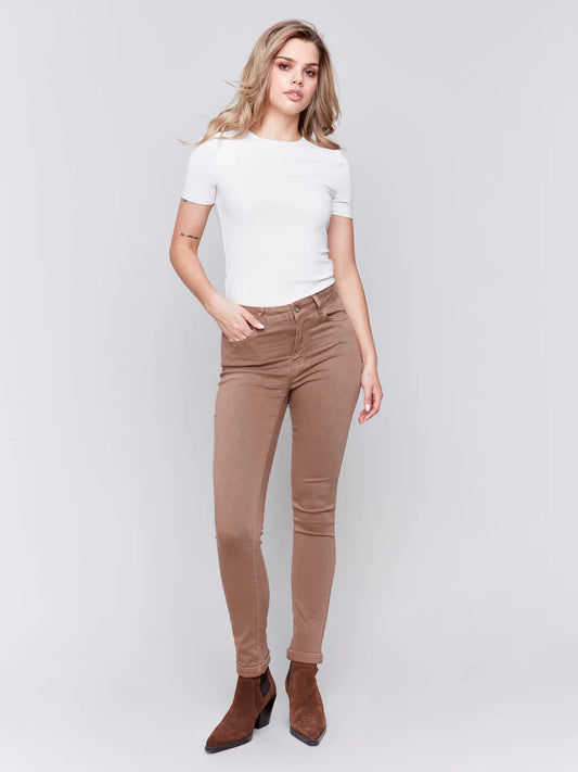 Charlie B Cuffed Hem Twill Jeans Truffle