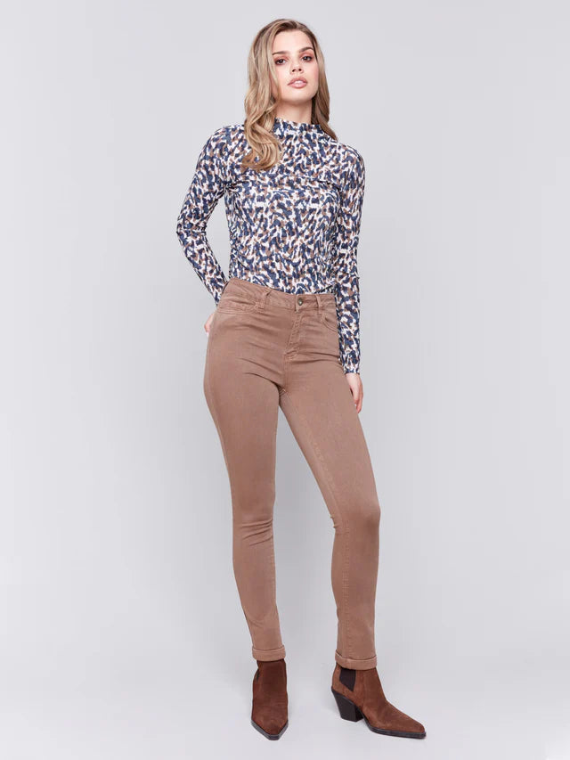 Charlie B Cuffed Hem Twill Jeans Truffle