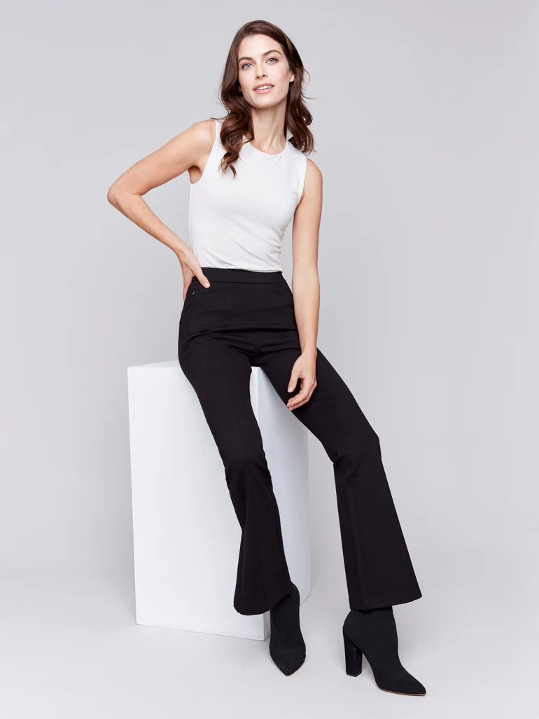 Charlie B Pull on Side Slit Ponte Pants