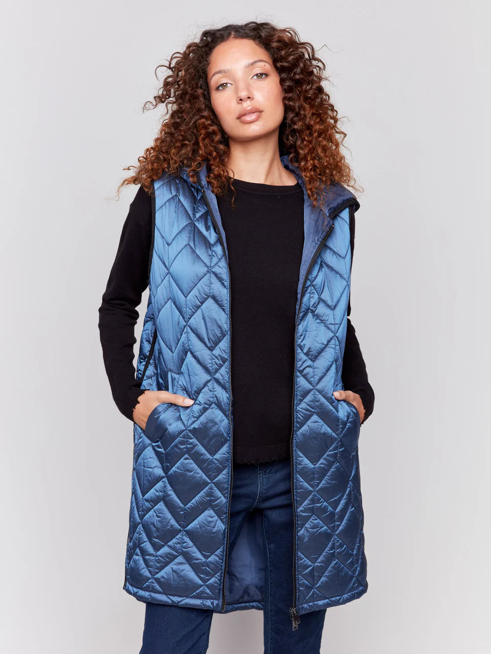 CHarlie B Quilted Puffer Vest Blue