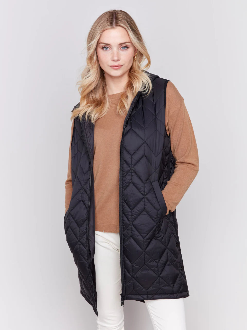 Charlie B Black Quilted Puffer Vest