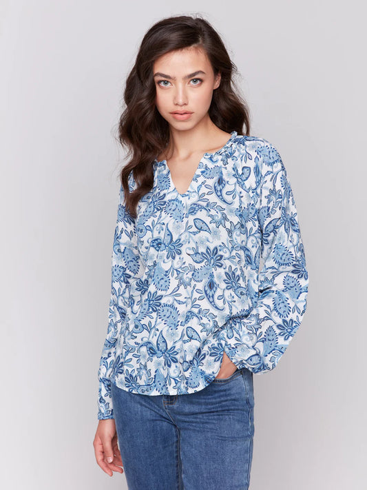 Charlie B Printed Pop Over Blouse