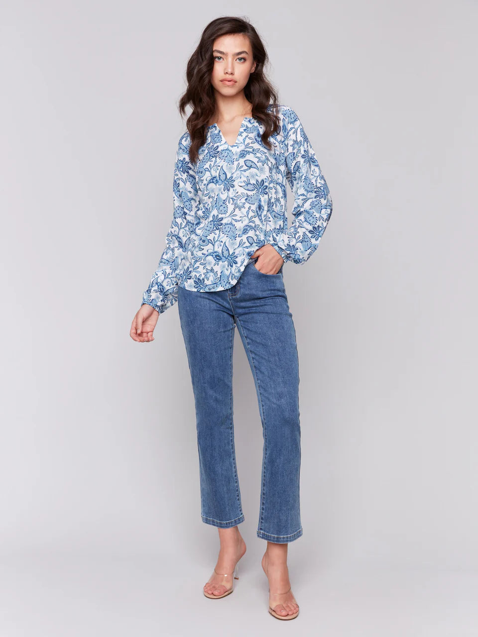 Charlie B Printed Pop Over Blouse