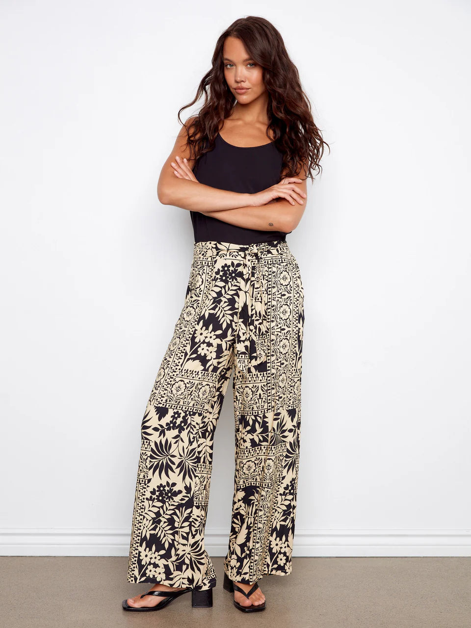Charlie B Printed Wide Leg Pants in Ornato