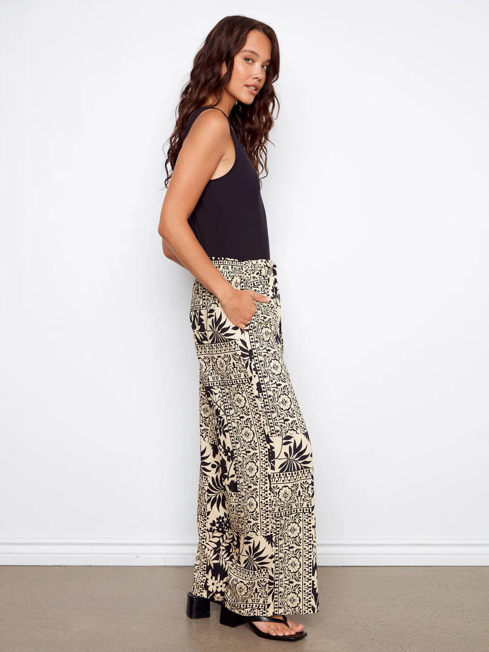 Charlie B Printed Wide Leg Pants in Ornato