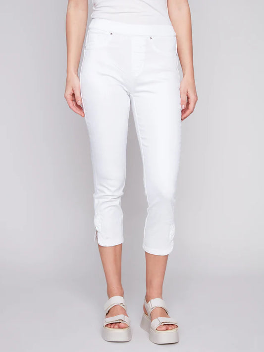 Charlie B Pull on White pants with bow