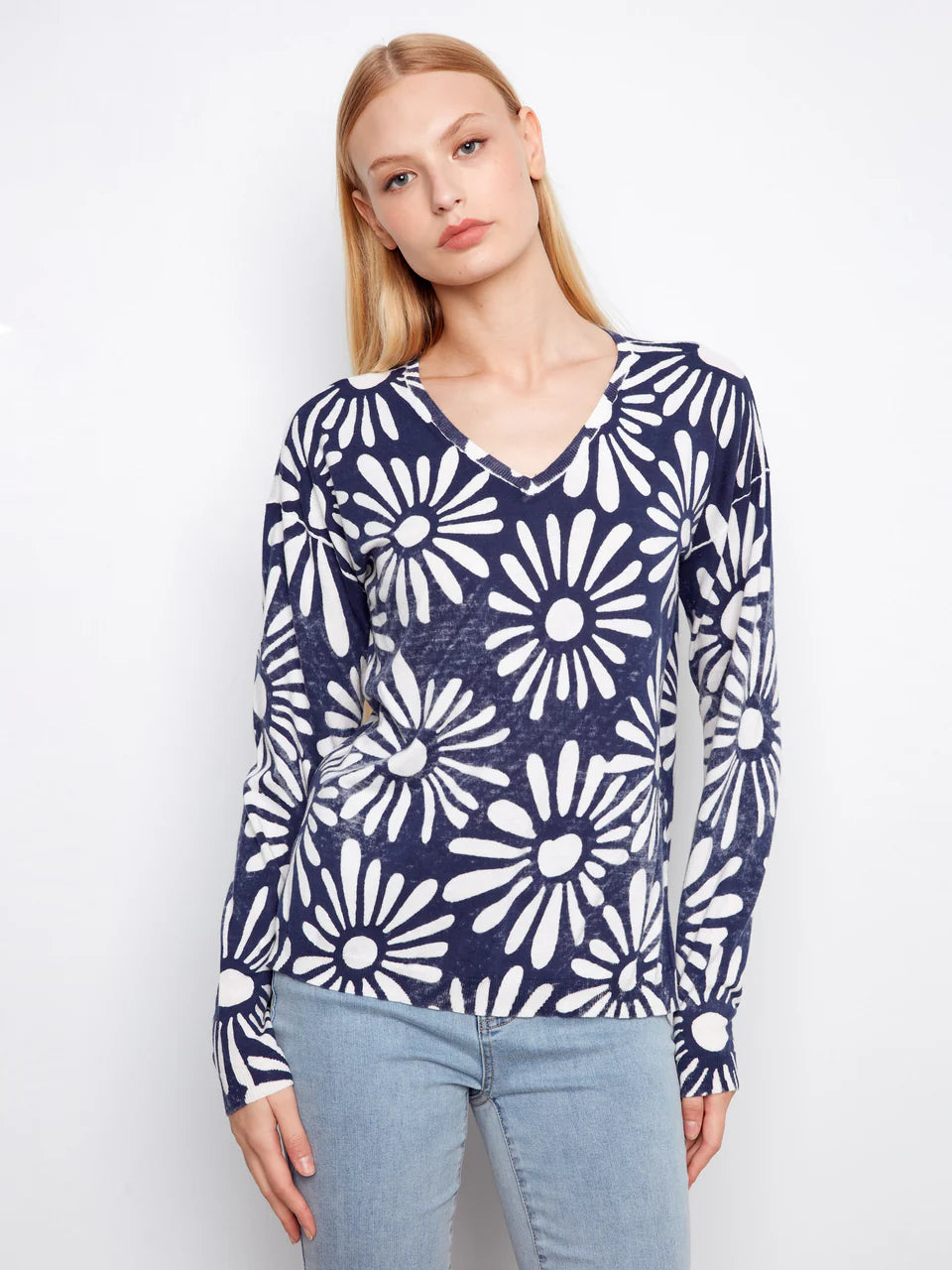 Charlie B Reversible V-Neck Sweater