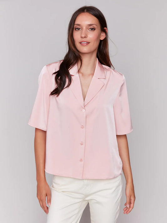 Charlie B Satin Button Down Blouse