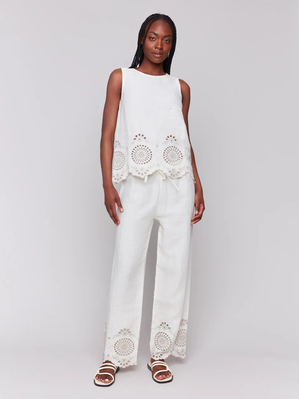 Charlie B Embroidered Linen Tank