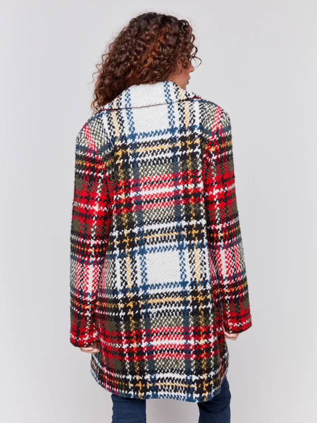 Charlie B Plaid Boucle Coat