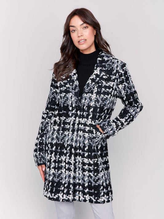 Charlie B Boucle Coat Black/Gray