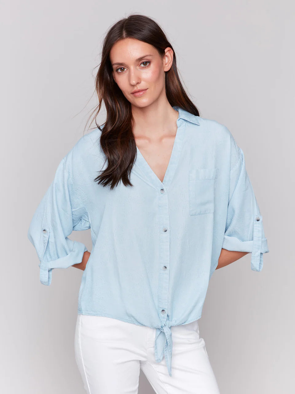 Charlie B Tencel Chambray Blouse
