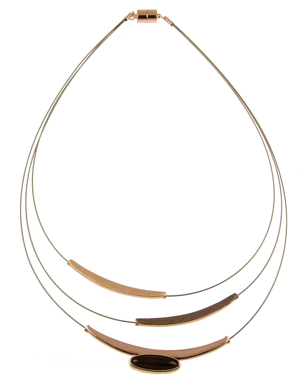Equinox Crystal 3-Strand Necklace: Blue; Gld/Brwn 18"