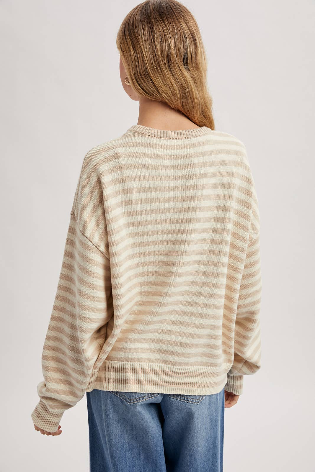 STRIPED DROP SHOULDER SWEATER