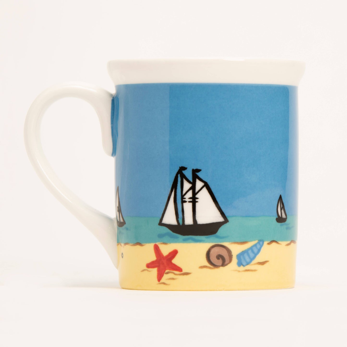 Black Dog on Beach Mug