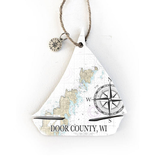 Wood Ornament - Sailboat Shaped- Custom Map Location