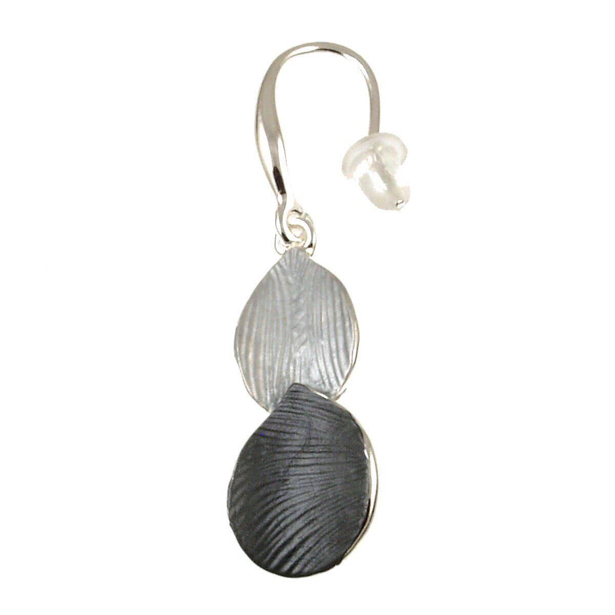 Lily Leaf Duo Drop Earrings:  Blues; Gray/Slvr; Gray/Gold 1"
