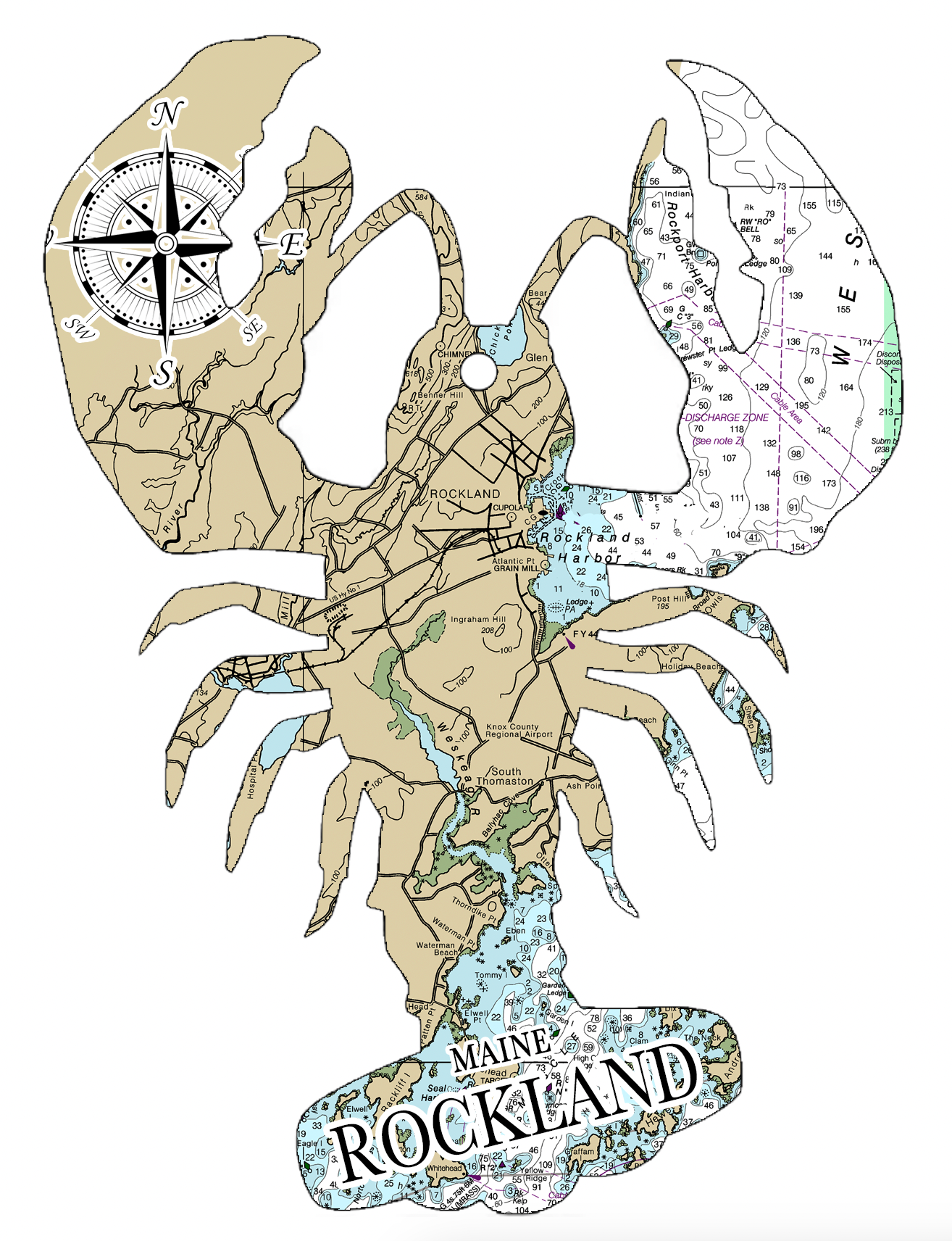 Ornament Wood Lobster Shaped - Branford CT