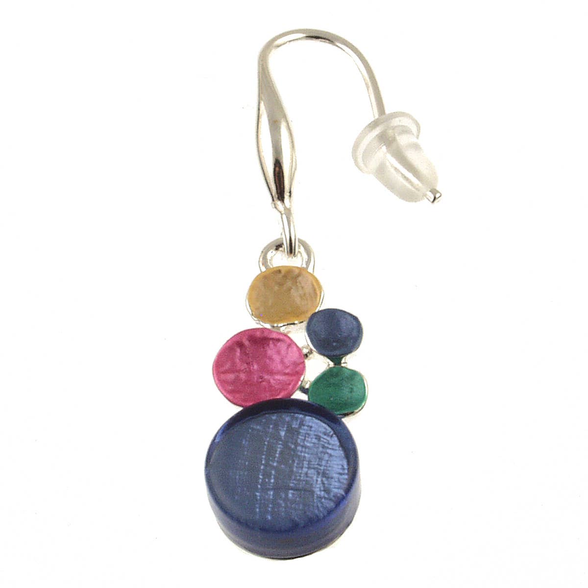 Multi Dot Earrings, 2-Tone Shell & Resin: Blues, Multi; Wht