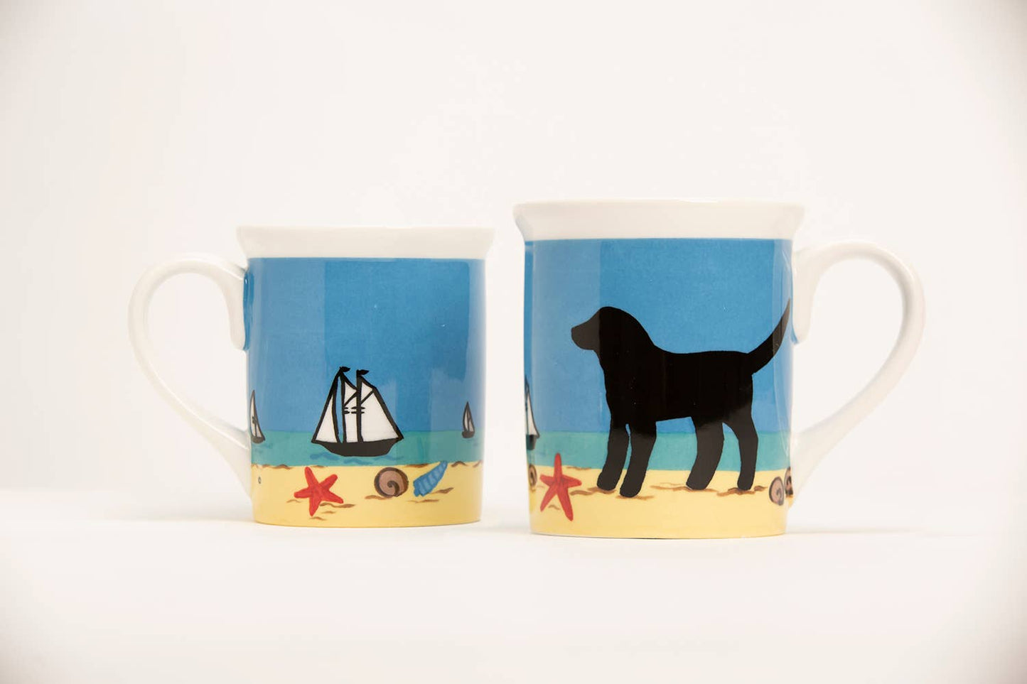 Black Dog on Beach Mug