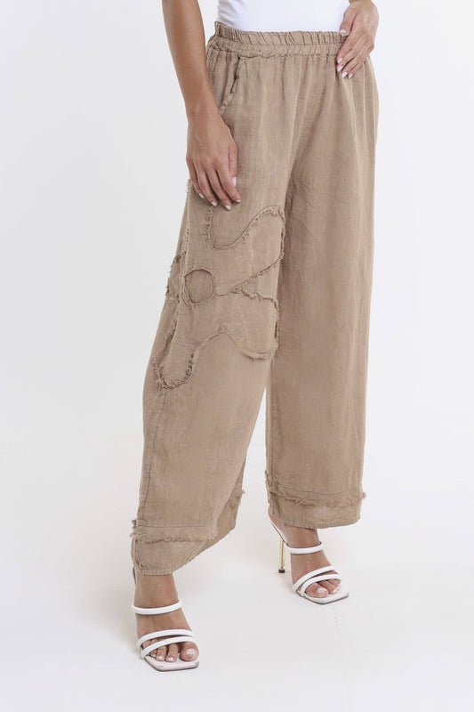 Flower Yvette Raw Edge Linen Pant (PL197F)
